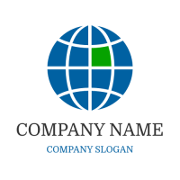 Blue Globe with Green Segment Logo Design