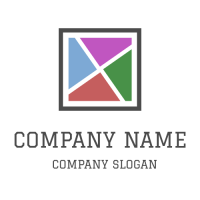 Four Colored Blocks in a Frame Logo Design