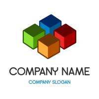 Four Colored Cubes in Perspective Logo Design