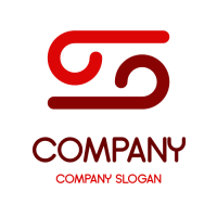 Group of Two Red Swirling Lines Logo Design