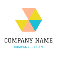 Hexagon Made Up of Colored Triangles Logo Design