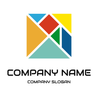 Multi Colored Square Divided Into Objects Logo Design