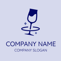 Alcohol Logo | Blue Wine Glass with Two Stars