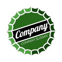 Green Bottle Cap with White Text Logo Design