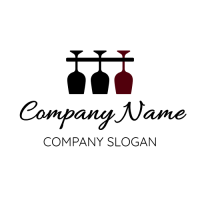 Alcohol Logo | Three Glasses on Wine Hanging