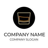 Alcohol Logo | Whiskey Glass in Black Circle