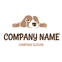 Animals & Pets Logo | Cute Lying Puppy with Brown Eyes