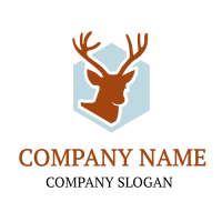 Animals & Pets Logo | Deer Silhouette on Hexagon Background