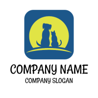 Animals & Pets Logo | Dog and Cat in the Moonlight