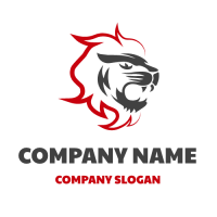 Animals & Pets Logo | Lion Head with Red Mane