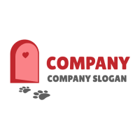 Animals & Pets Logo | Open Red Door and Footprints