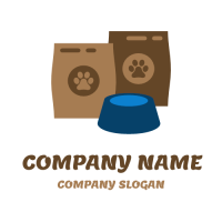Animals & Pets Logo | Packages of Pet Food and a Bowl