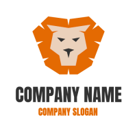 Silhouette of a Lion with an Orange Mane Logo Design