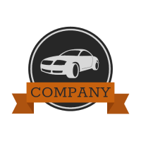 Classic Car Logo with Ribbon Logo Design