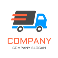 Fast Moving Truck with Lines Logo Design