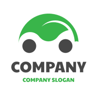 Automotive & Vehicle Logo | Green Leaf with Grey Wheels