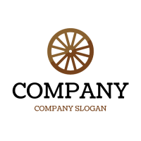 Minimalistic Two Color Cart Wheel Logo Design