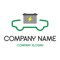 Silhouette of Electric Car with Battery Logo Design