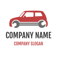 Automotive & Vehicle Logo | Small Red Car with Wrench