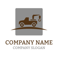 Automotive & Vehicle Logo | Truck with Crane on Gray Background