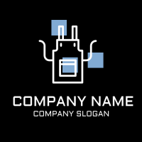Black Apron with Blue Squares Logo Design