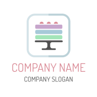 Bakery Logo | Colorful Cake with Blue Frame