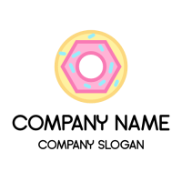 Bakery Logo | Donut with Pink Glaze and Sprinkles