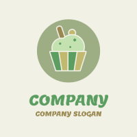 Organic Natural Green Cupcake Logo Design