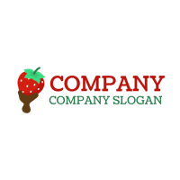 Strawberry with Chocolate Fondue Logo Design