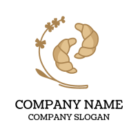 Bakery Logo | Two Croissants and Flower
