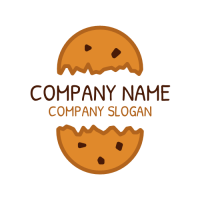 Bakery Logo | Two Halves of Chocolate Chip Cookie