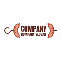 Two Hot Dogs on Barbecue Skewer Logo Design