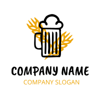 Beer Logo | Black Glass Silhouette with Wheat