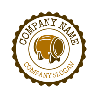 Beer Logo | Brown Emblem with Beer Barrel