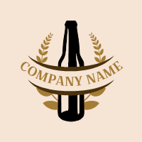 Beer Logo | Glass Lager Bottle with Branches