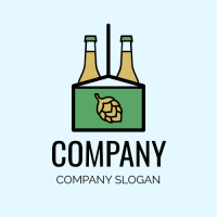 Beer Logo | Green Beer Pack with Glass Bottles