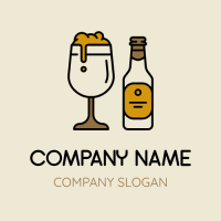 Beer Logo | Group of Retro Beer Glass and Bottle
