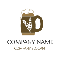 Beer Logo | Retro Beer Mug with White Wheat