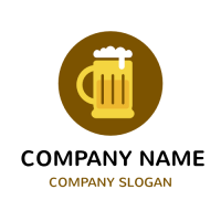 Beer Logo | Yellow Beer Glass with Foamy Cloud