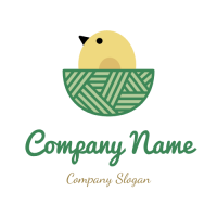 Small Yellow Chicken in the Nest Logo Design