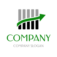 Business & Finance Logo | Grey Bar Graph with Green Arrow