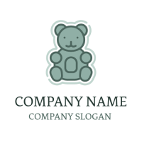 Cute Blue Jelly Gummy Bear Logo Design