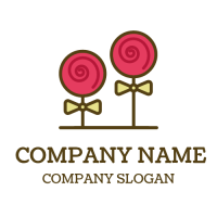 Candy Logo | Two Pink Popsicles with Bows