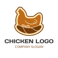 Brown Logo with Chicken and Nest Logo Design