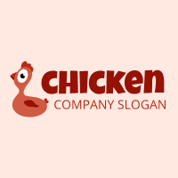 Funny Bigeye Red Hen Illustration Logo Design