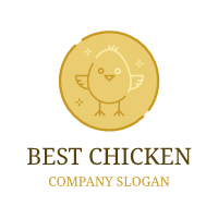 Golden Coin with Little Chicken Logo Design