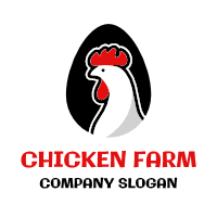 Modern Hen in Black Egg Emblem Logo Design