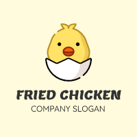 Chicken Logo | Yellow Chicken Sitting in Egg Shell