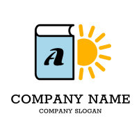 Light Blue Book and Yellow Sun Logo Design