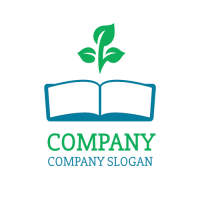 Open Book and Three Leaves Logo Design